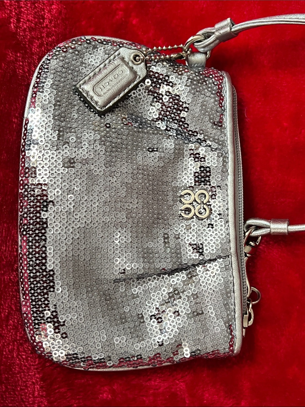 Coach Silver Sequin Wristlet